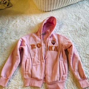 Roma Pink Hooded Zip-Up Sweatshirt
